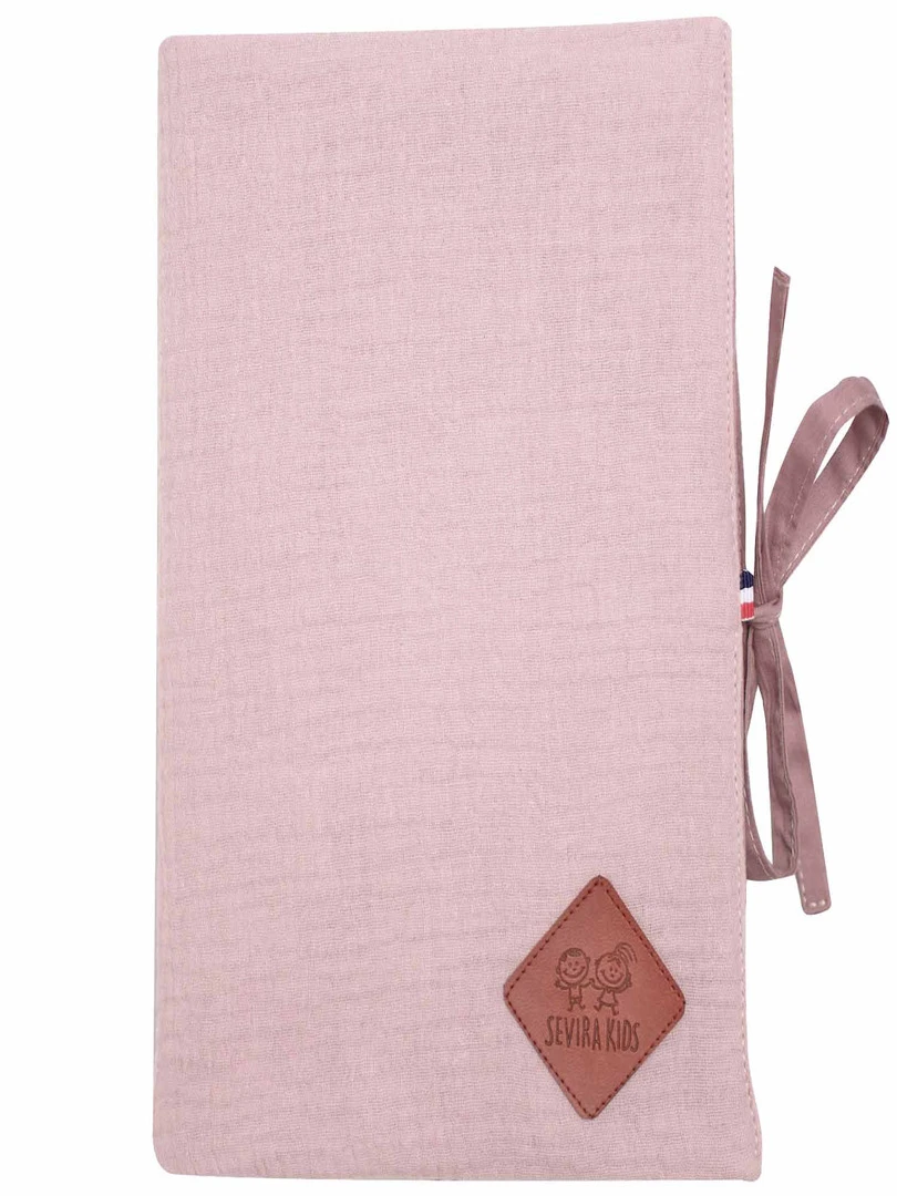 Protège carnet de santé en gaze de coton Jeanne Vieux rose