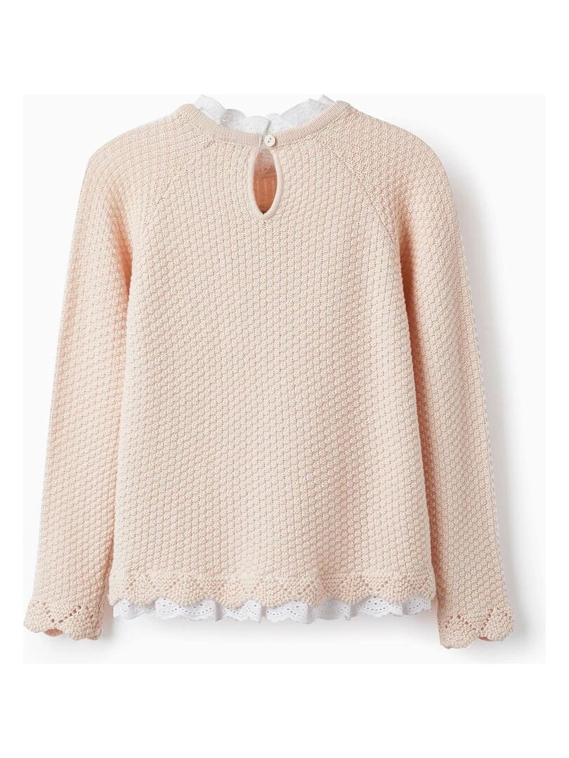 Pull en Maille avec Broderie Anglaise pour Fille SPRING BEGINS Rose clair