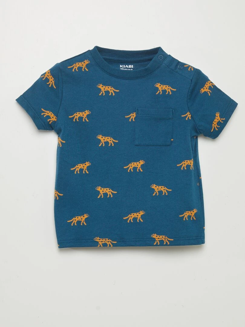 T shirt imprimé à poche Bleu pant