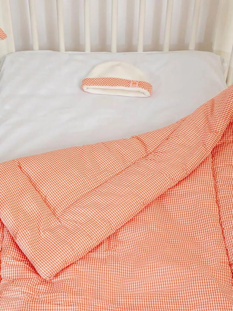 Edredon en Coton Bio Vichy Orange