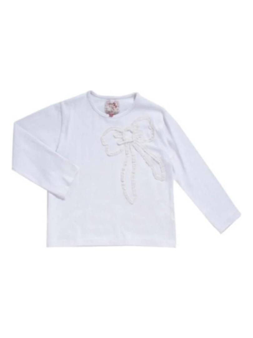 T shirt manches longues fille FANION MISS GIRLY Blanc