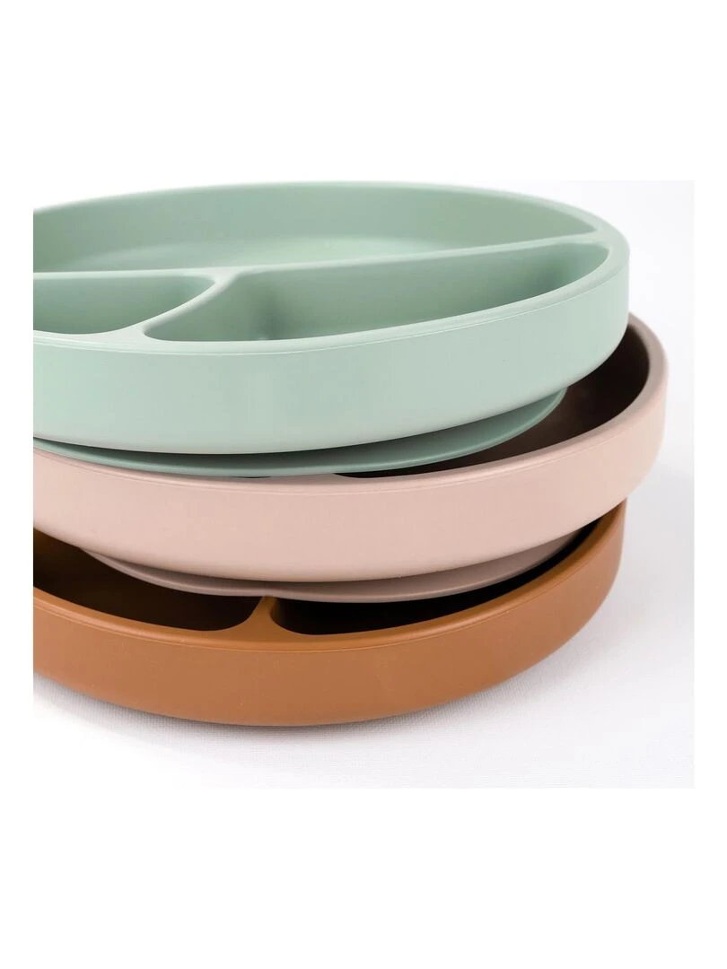 Assiette bébé à ventouse en silicone Marron