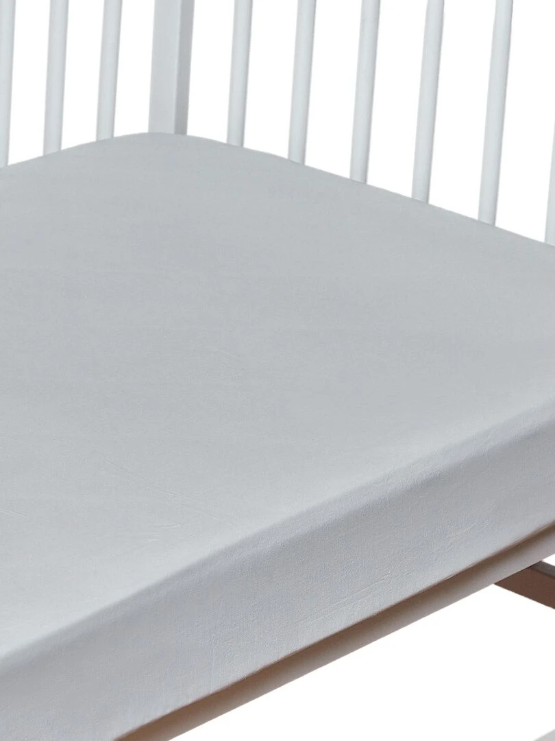 Drap housse en coton Coton uni Gris