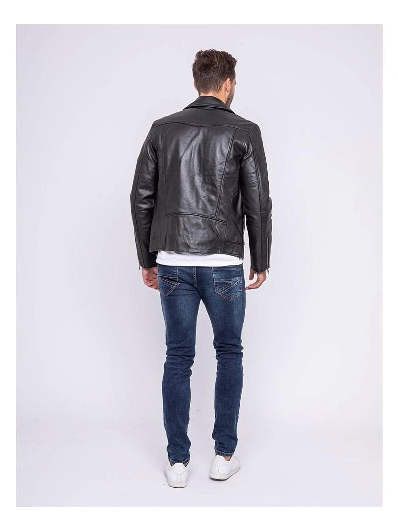 Blouson cuir motard BERTO Noir