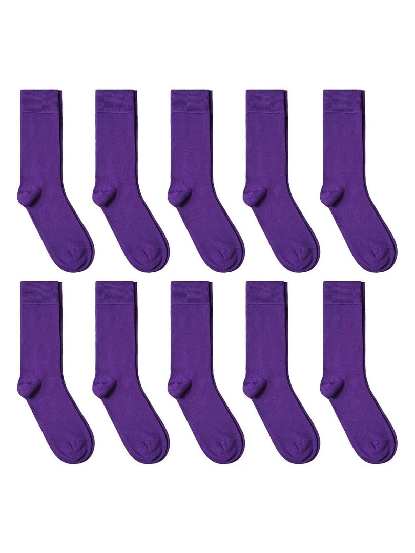 Chaussettes Jersey Coton Lot 10 Paires Fabrication UE Violet