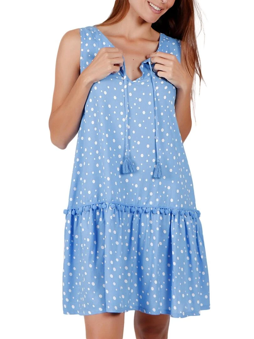 Robe estivale sans manches Small Irregular Dots bleu Bleu