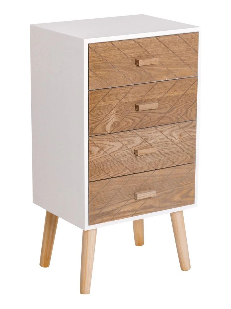 Chiffonnier design scandinave bicolore blanc hêtre Blanc