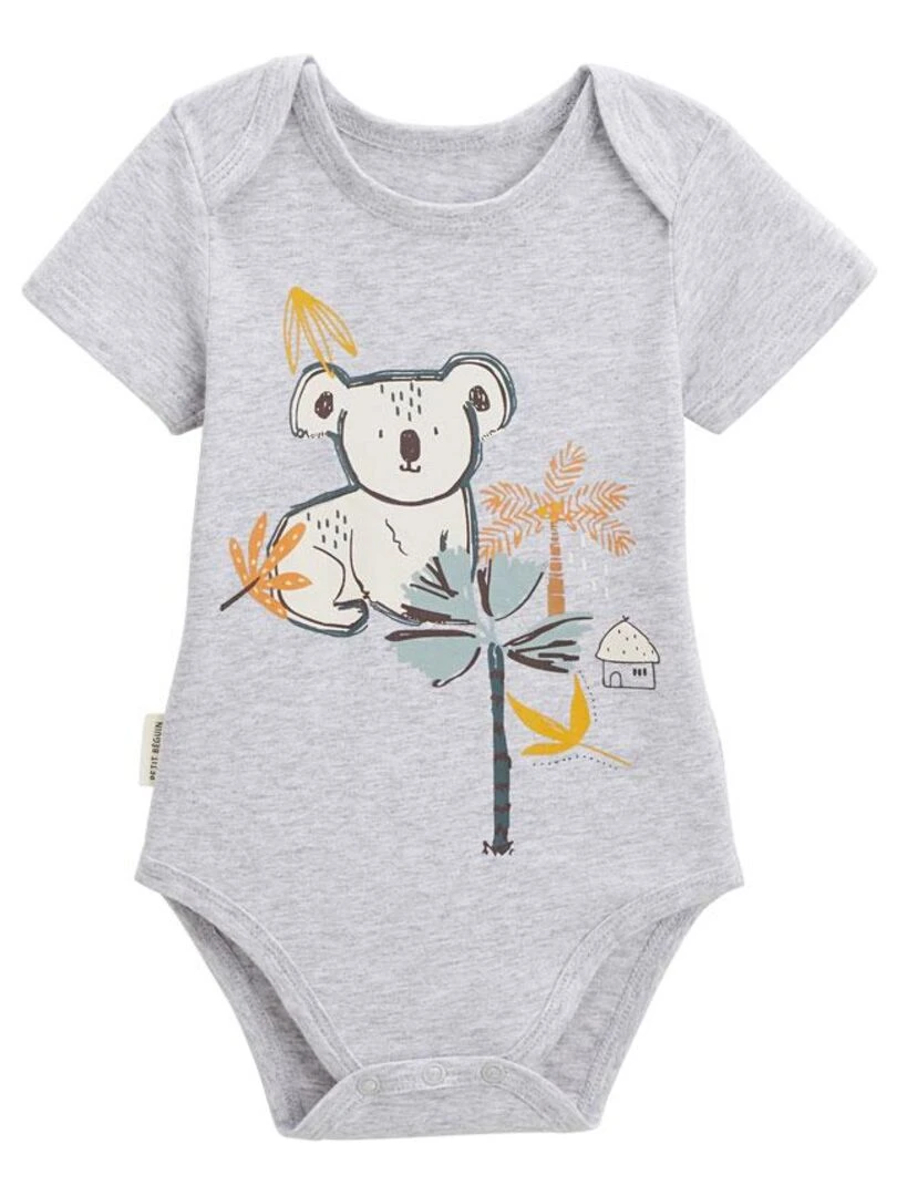 Lot de 2 bodies bébé manches courtes Tapioca   Gris Gris