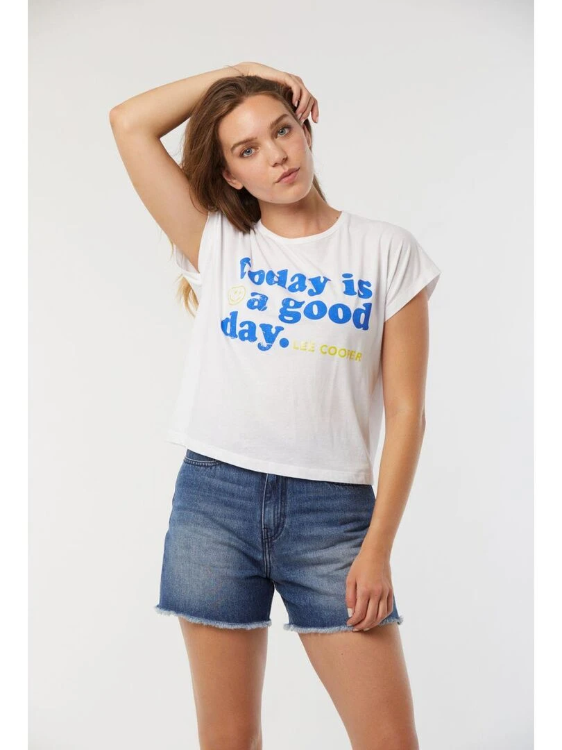 Lee Cooper T shirt manches courtes coton loose ABANIA Blanc
