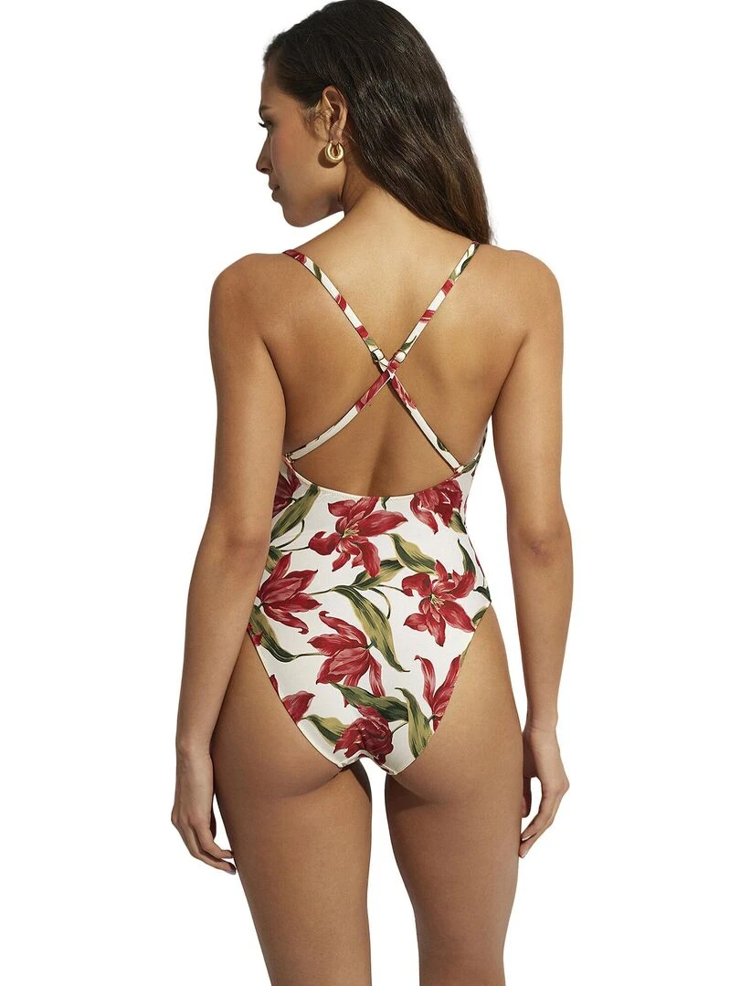 Maillot de bain une pièce triangle préformé Bahamas   Ecru
