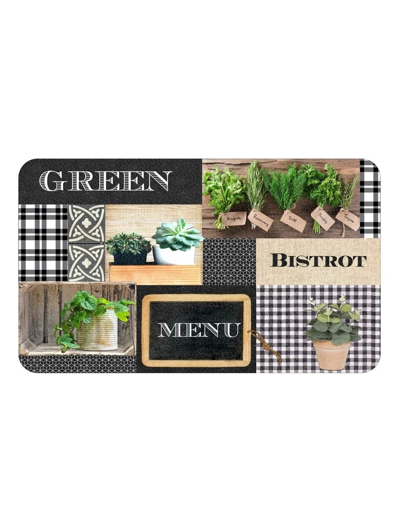 Tapis Modele Green Bistrot Menu 45x75cm Noir Vert
