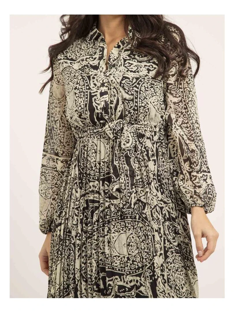 Robe longue plissée motifs INASSIA   Blanc