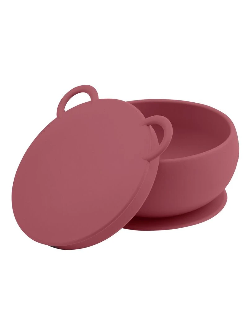 Bol bébé avec ventouse et couvercle en silicone Marron