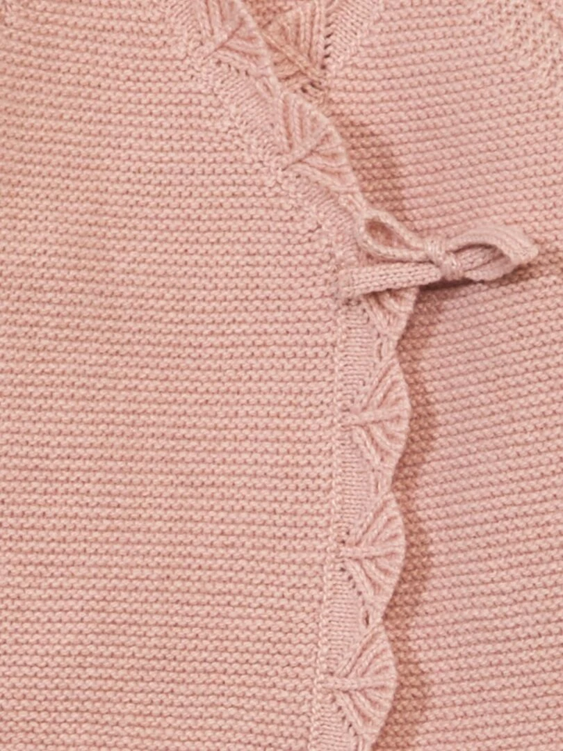 Gilet cache coeur en point mousse rose