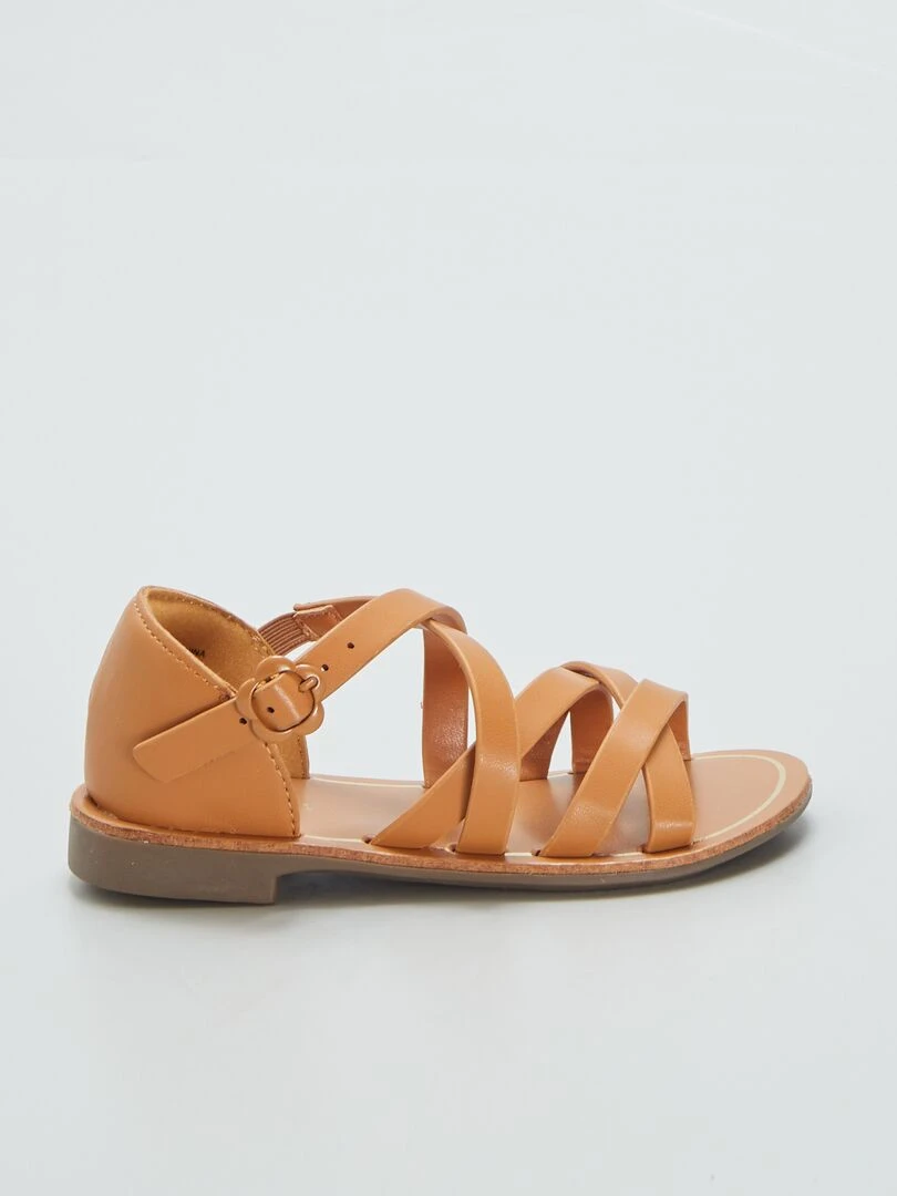 Sandales unies à brides croisées Marron