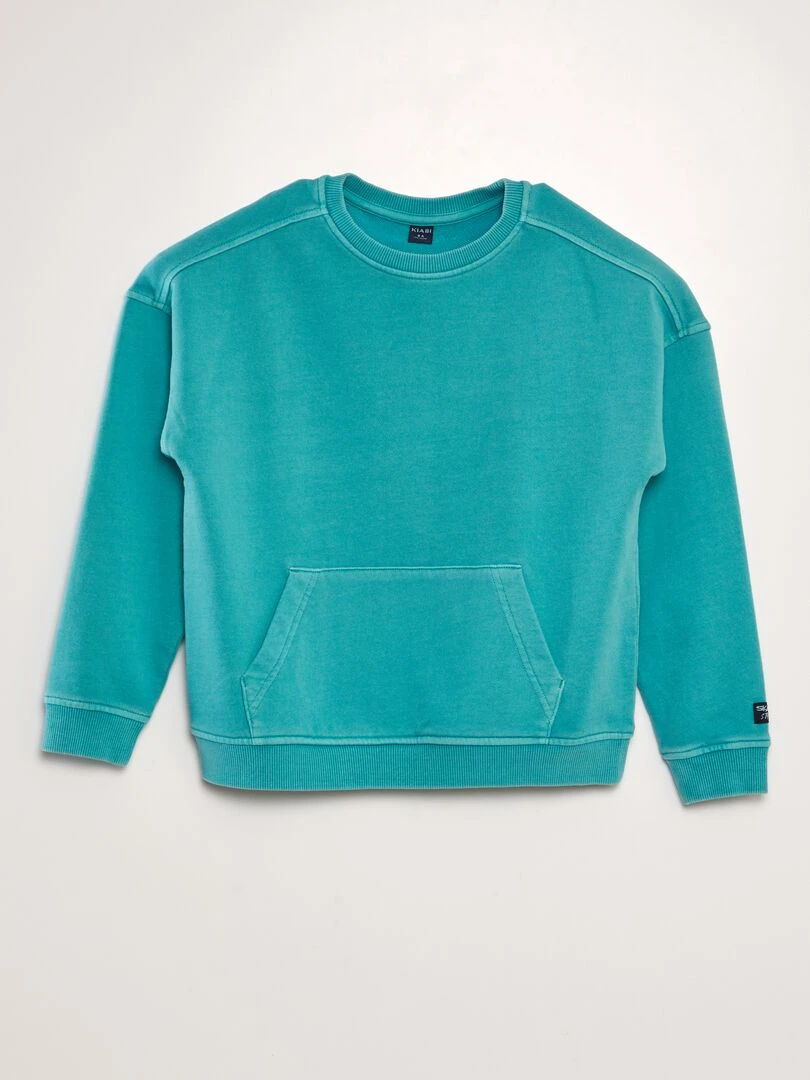 Sweat en molleton avec poche kangouru Bleu