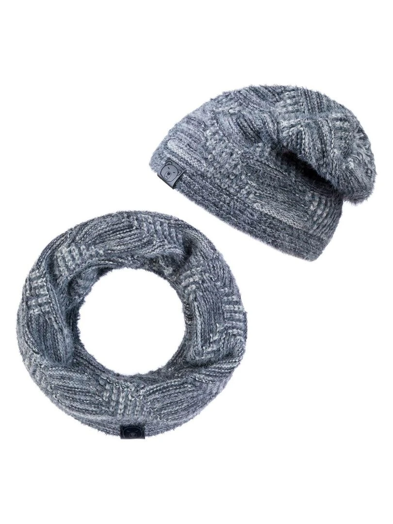Ensemble Snood Bonnet Flip Made in UE Gris