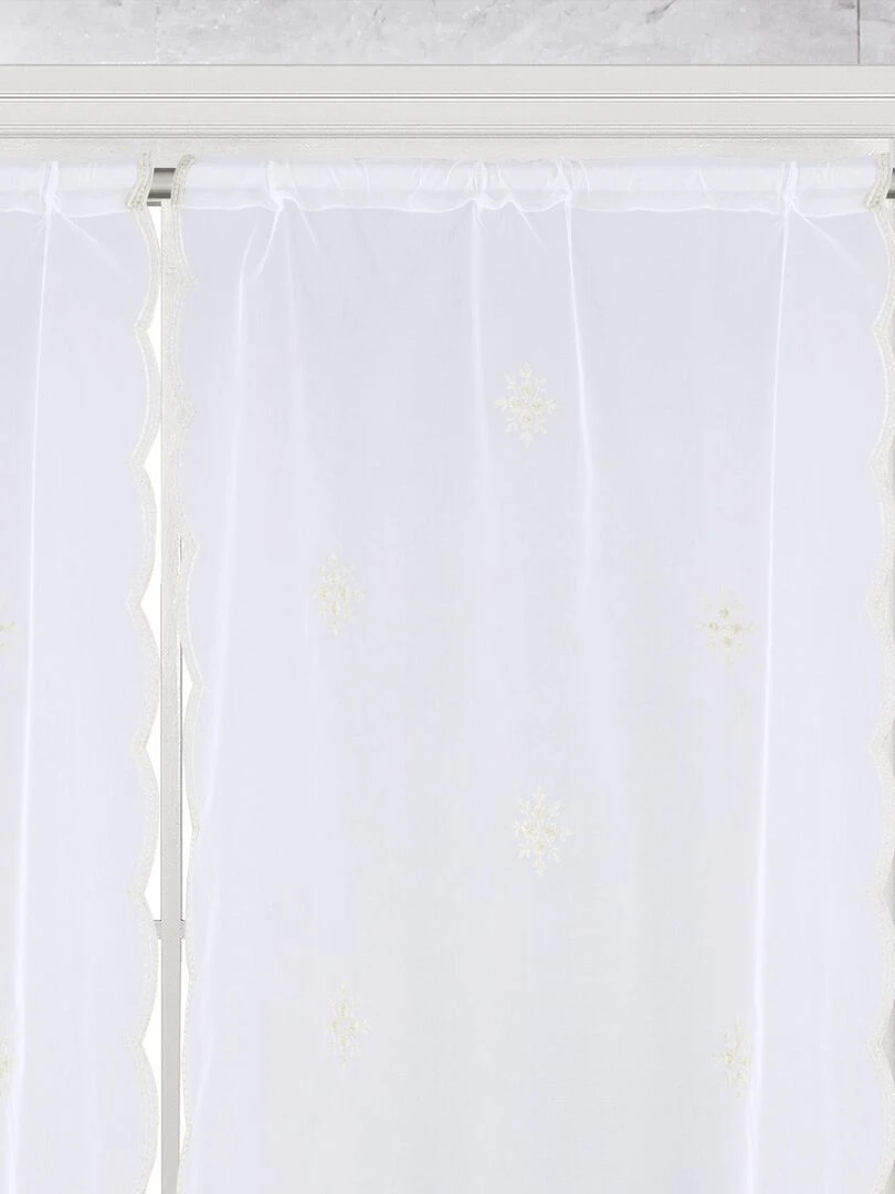 Paire de vitrage motif flocons   Ecru