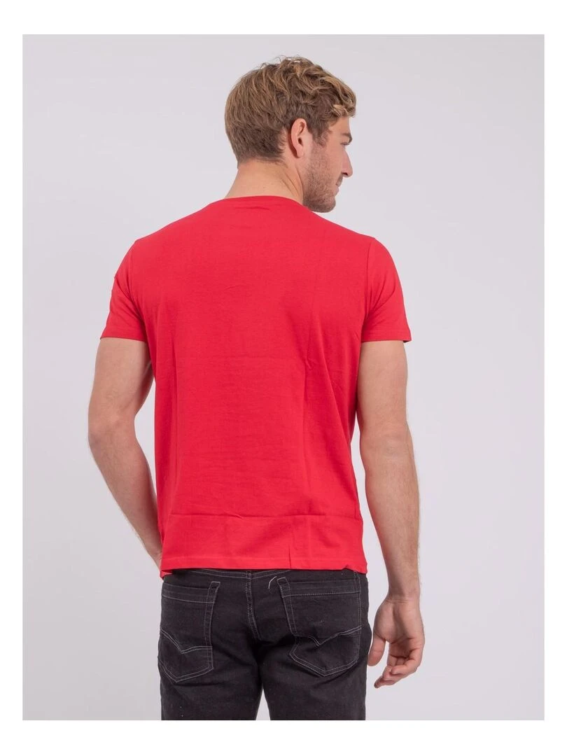 T shirt manches courtes col rond pur coton NOCTAVIO Rouge