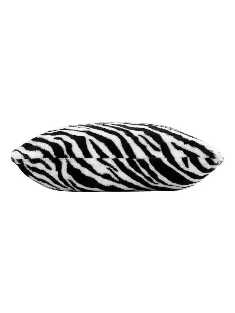 Housse de Coussin imitation fourrure Zebrela Noir