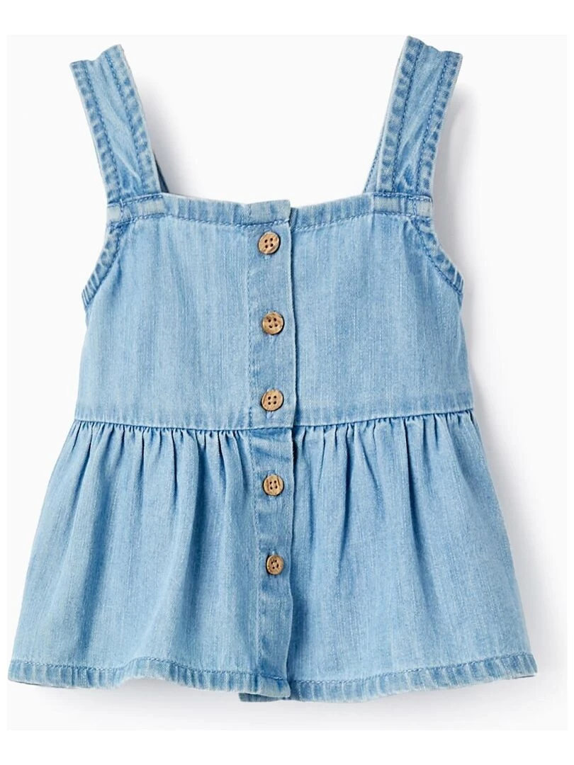 Débardeur En Jean Pour Bébé Fille manches courtes Bleu