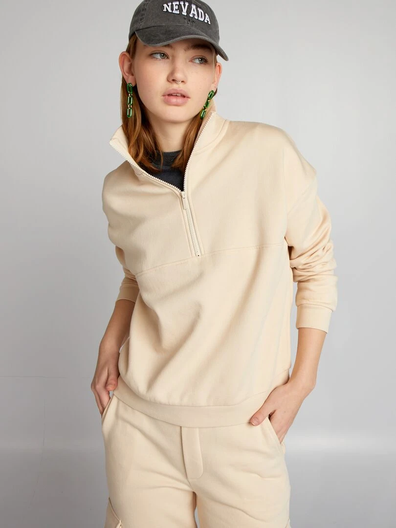 Sweat camionneur en molleton   Beige