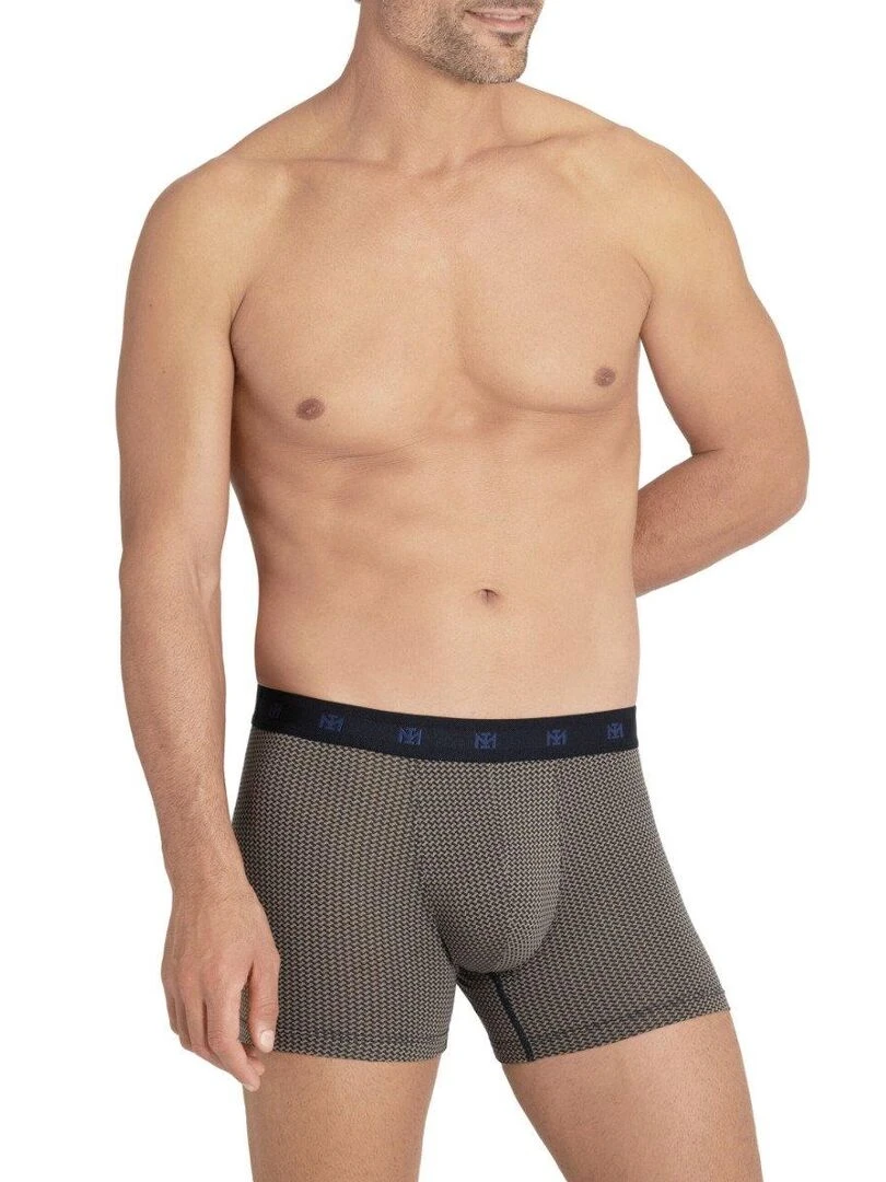 Boxer en coton et modal à motif graphique Genji Marron