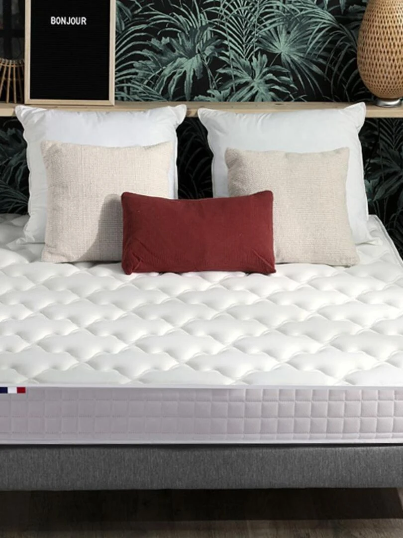 Ensemble Matelas accueil mémoire de forme MAM AZUR + Sommier Made in France   Sommier Gris chiné   Gris Blanc