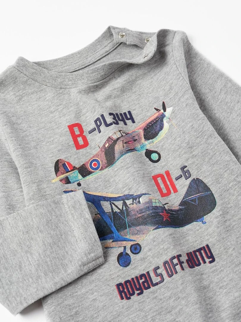 T shirt en coton pour bébé garçon 'Royals off Duty' manches longues  ROYALS OFF DUTY   Gris