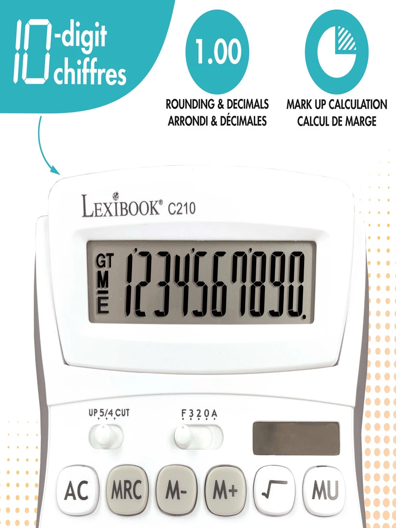 Calculatrice De Bureau 10 Chiffres Avec Écran À Angle Ajustable Et Finition Rubber N/A