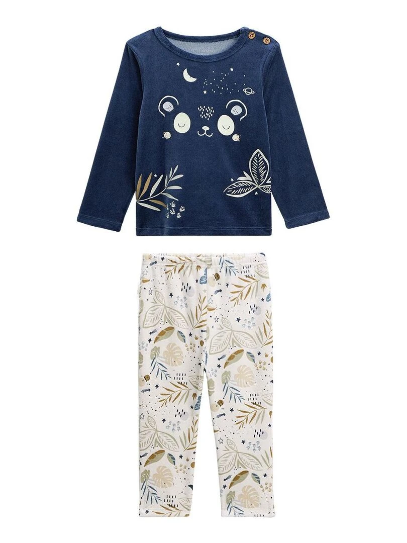 Pyjama bébé 2 pièces en velours Tropic Moon Bleu