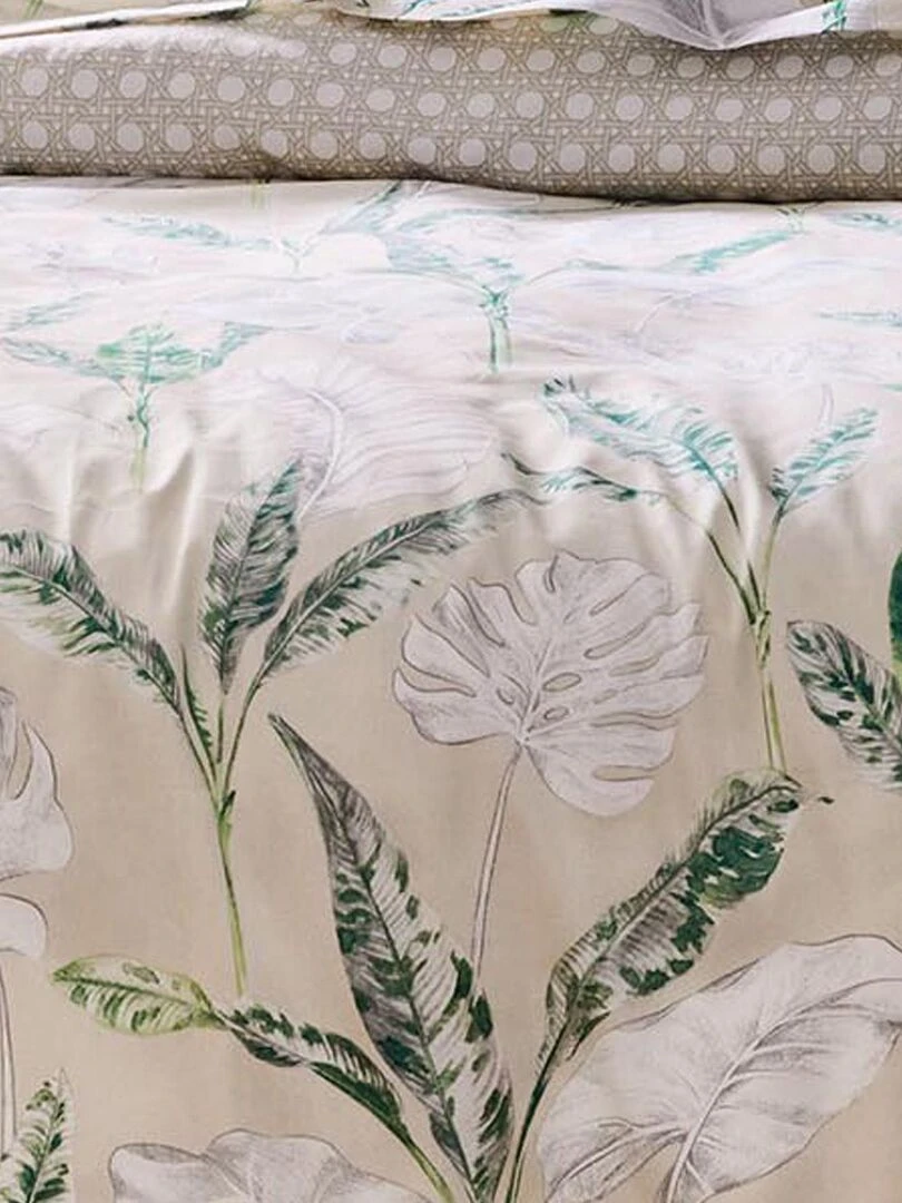 Housse de couette en satin aux impressions de cannage Beige