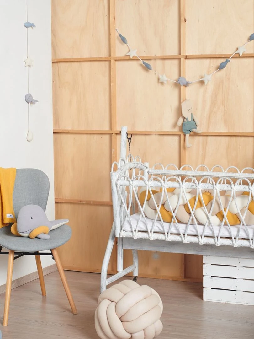 Guirlande en coton mousseline baleine Small Gris