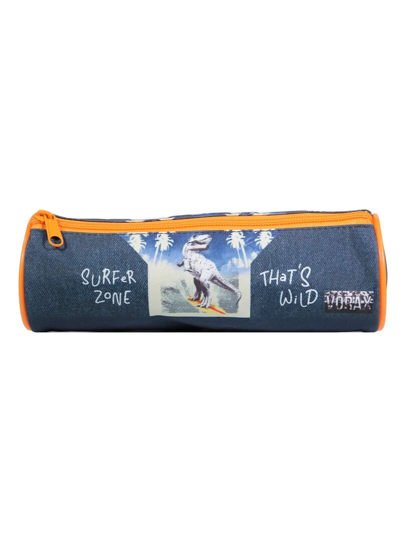 BAGTROTTER Trousse scolaire ronde Vorax Bleue Dinosaure Surf Bleu