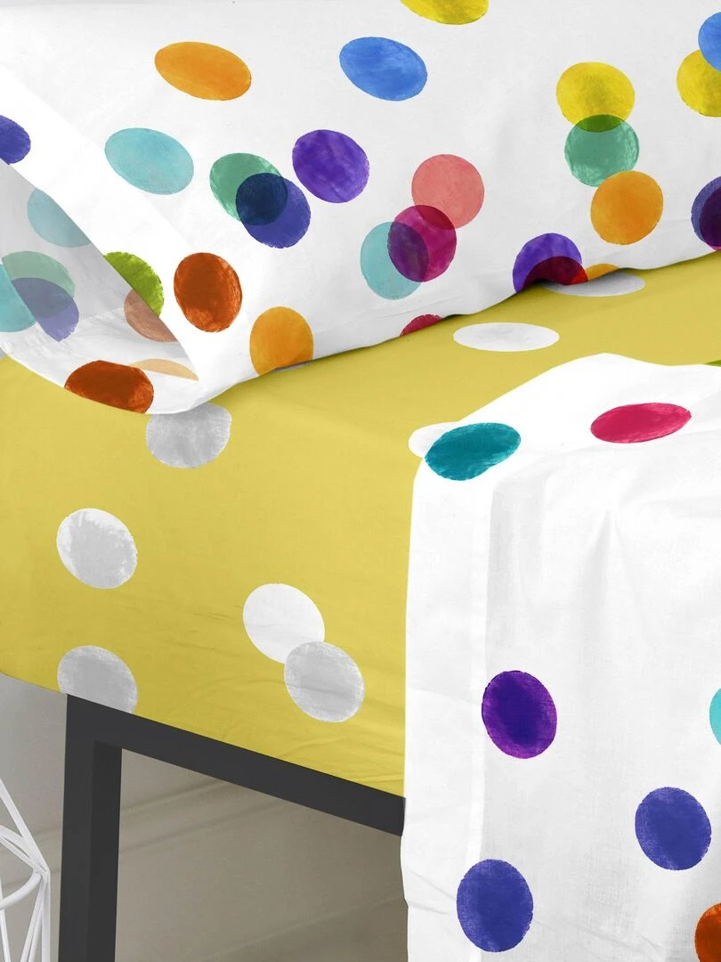 Drap housse Confetti "Happyfriday" Blanc