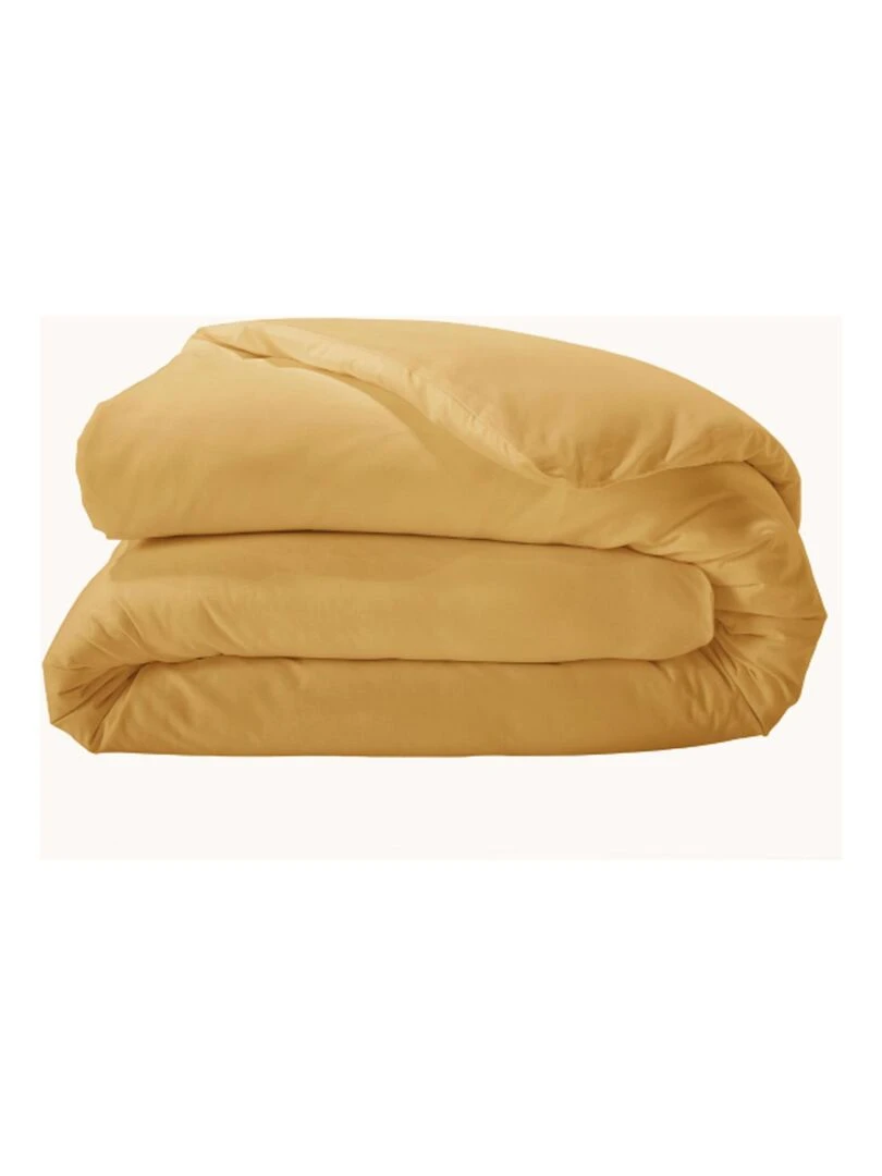 Housse de couette unie en percale de coton Jaune