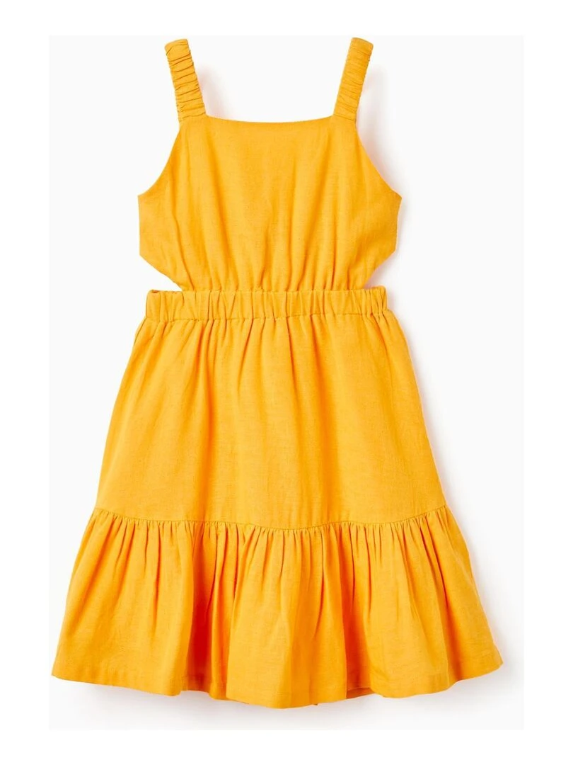 Robe En Mélange De Lin Pour Fille manches courtes MATISSE Jaune