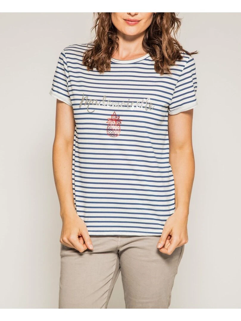 T shirt marinière col rond FORET Bleu