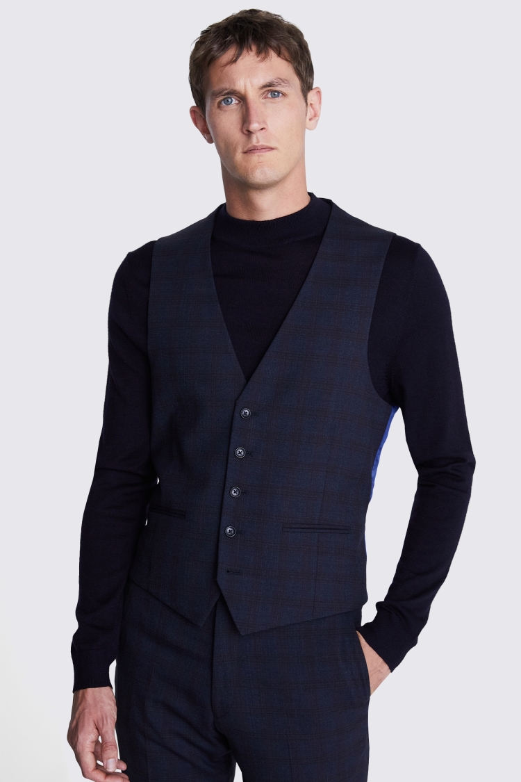 Ted Baker Tailored Fit Navy Check Jacket    Buy Online at Moss