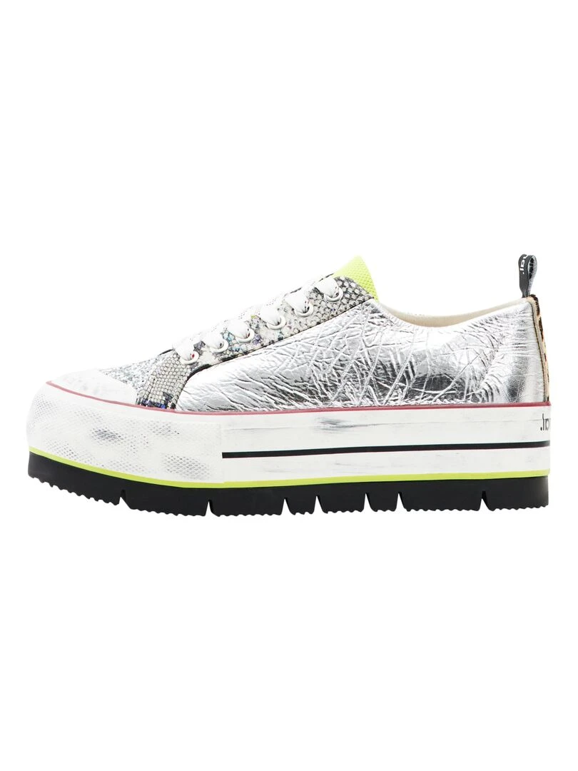 Basket à Lacets Desigual Boot A Patch Silver Gris