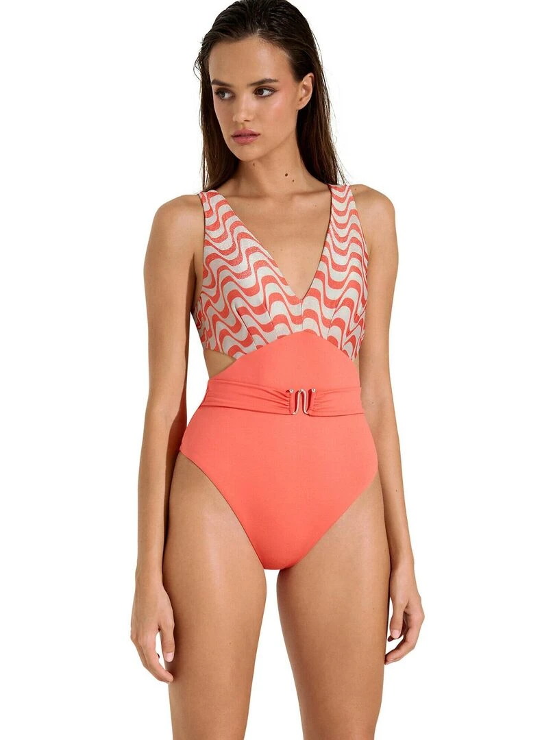 Maillot de bain une pièce monokini préformé sans armatures Iceland Orange