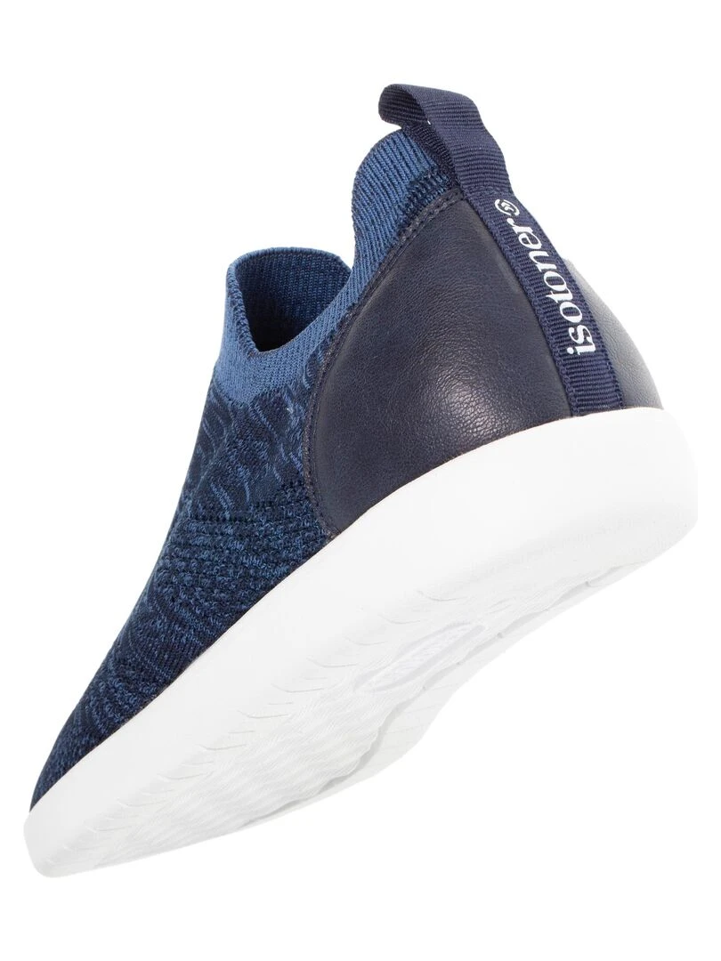 Baskets Confort Homme slip on Marine Chiné   Bleu marine