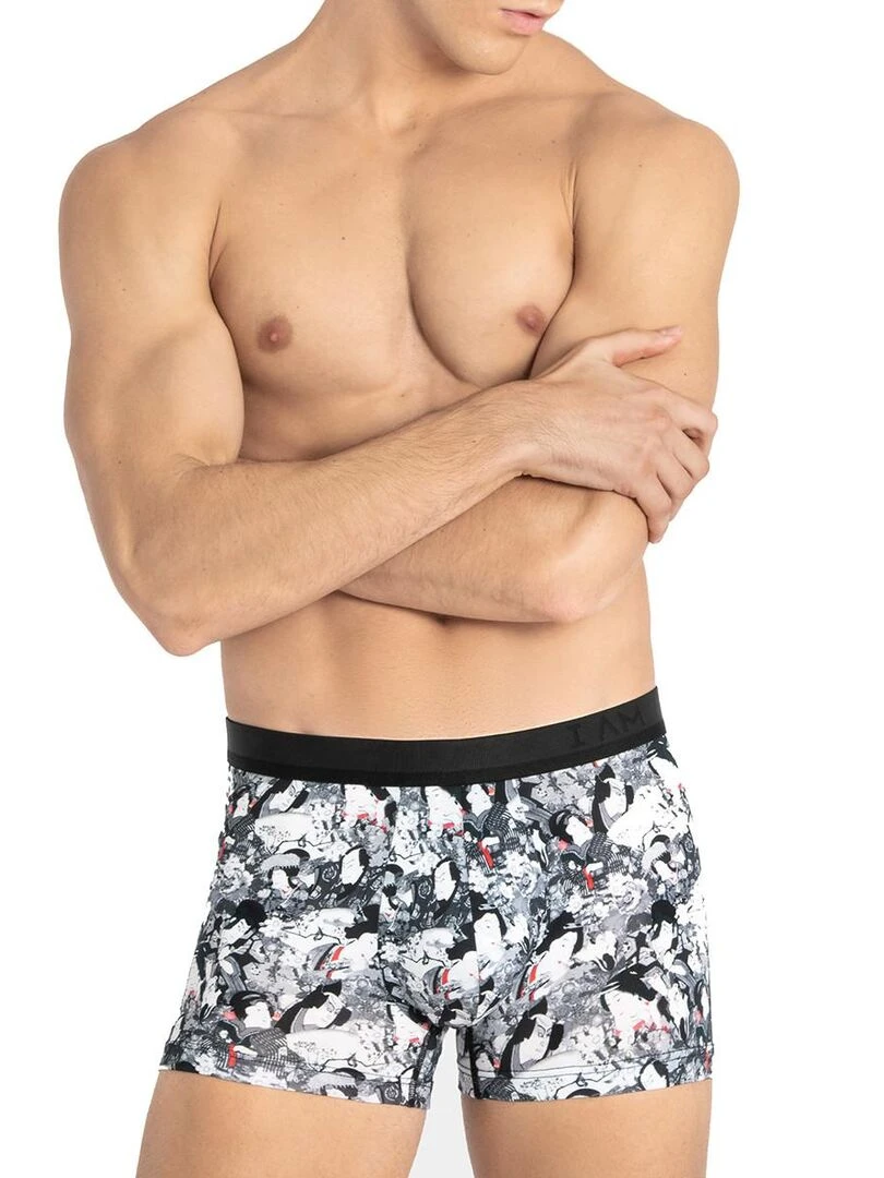 Boxer Shotokan imprimé japonais en lyocell Noir