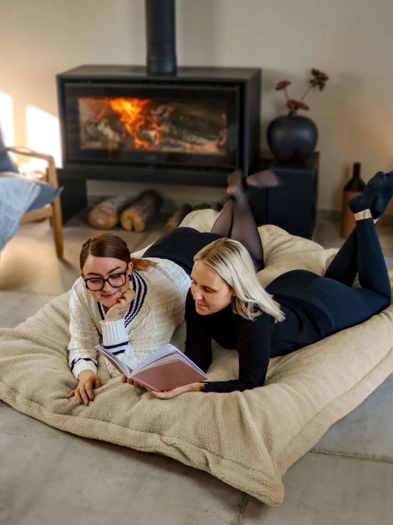 Pouf géant XXL  fauteuil d'intérieur déhoussable   Sherpa   Vivezen   Beige