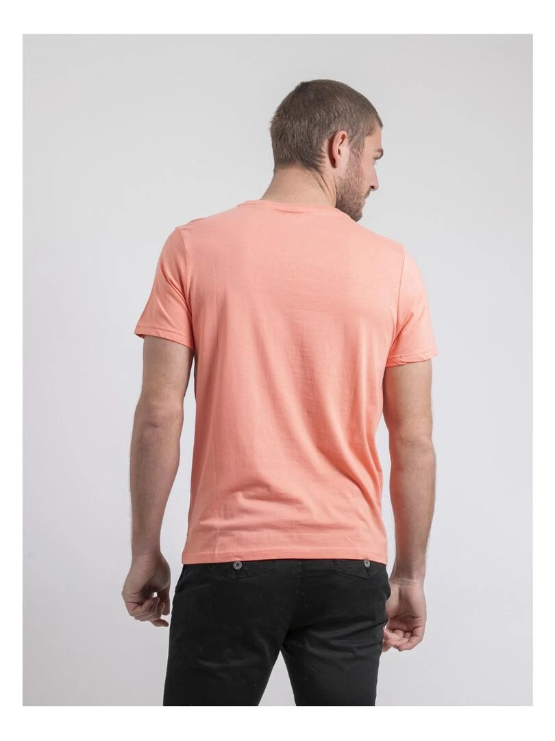 T shirt col rond pur coton NAPOUR Orange corail