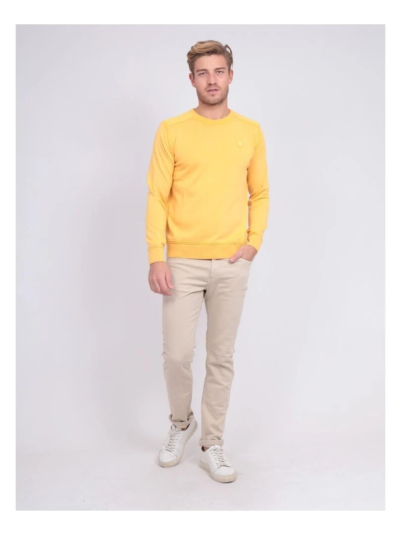 Pull fin col rond coton ARTHUR   Jaune