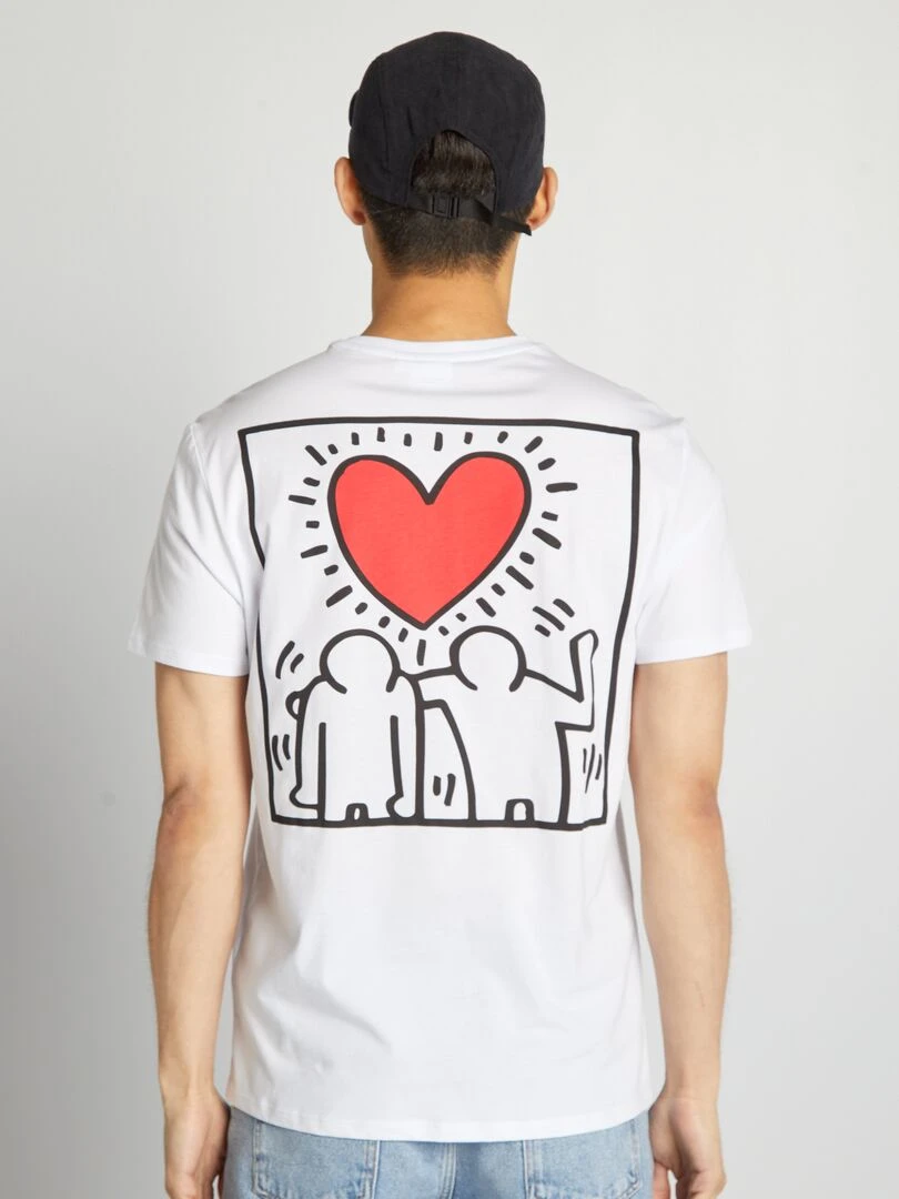 Tee shirt 'Keith Haring' à col rond   blanc