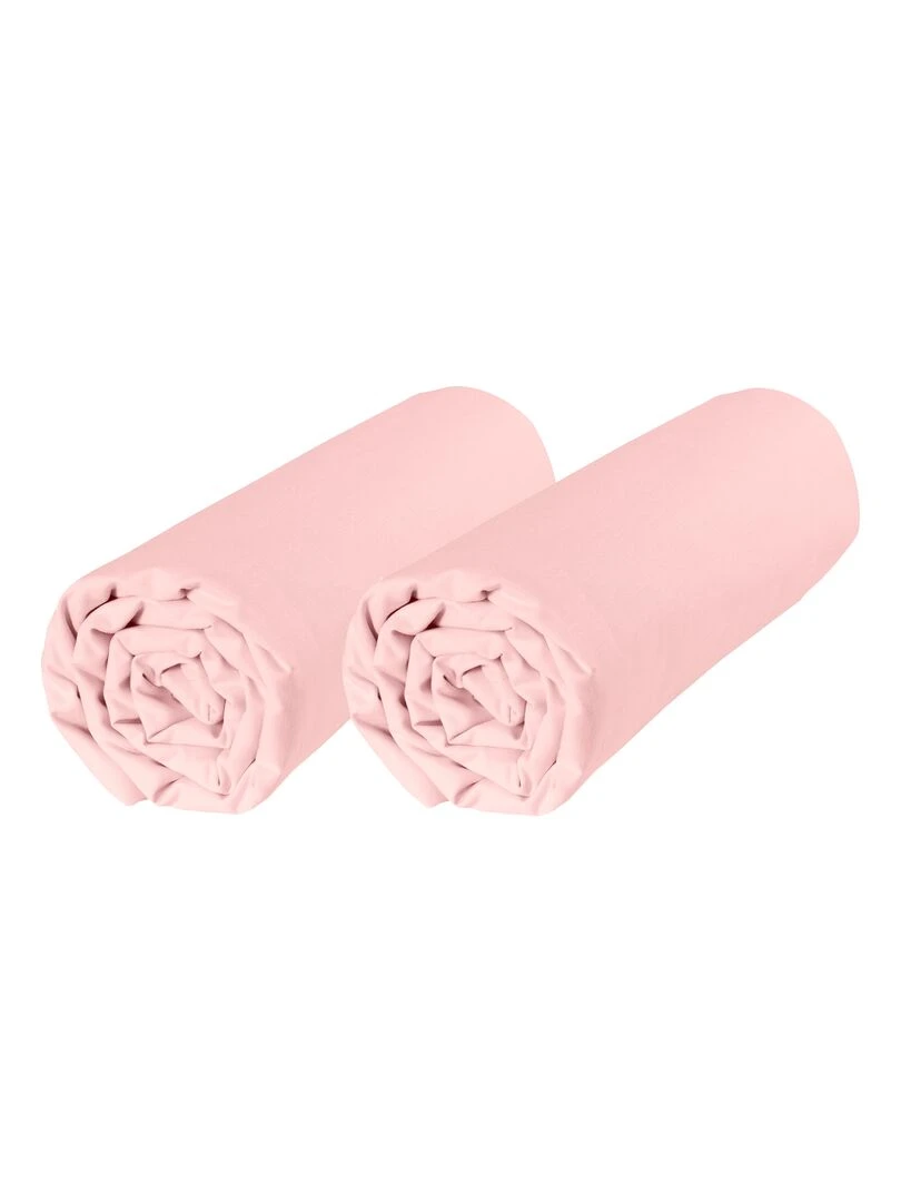 Lot x2 Draps housse berceau Coton Bio 'P'tit Basile' Rose clair