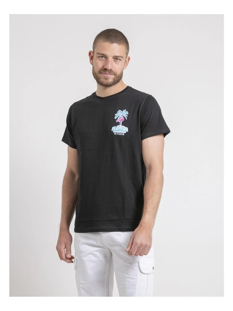 T shirt col rond pur coton NARUBA Noir