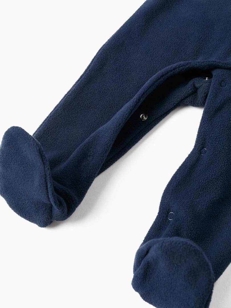 Grenouillère polaire avec pieds pour bébé 'Rodolphe   Joyeuses fêtes'   NOËL   Bleu foncé